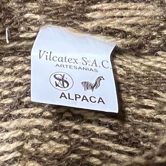 NWOT Peruvian Alpaca Hooded Pullover Tunic Sweater Beige Brown Womens Sz S - Picture 3 of 6